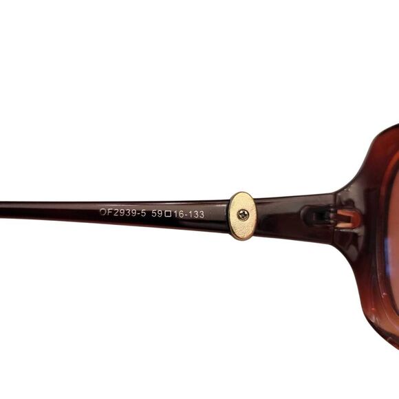 Rosie Brown Square Sunglasses with Silver Metal Accents + NEW Soft Leather Case - Picture 10 of 13